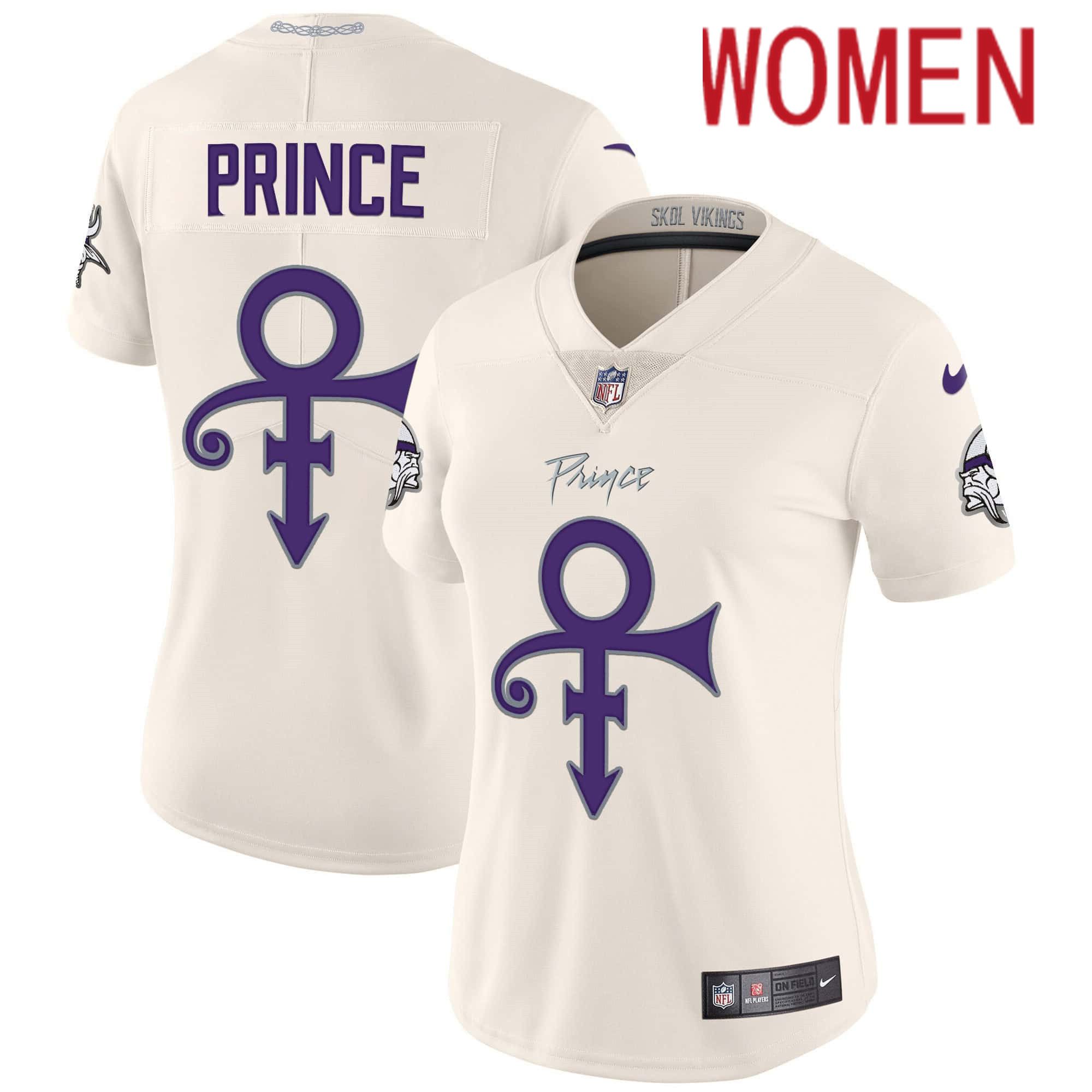 Women Minnesota Vikings Blank Cream 2024 Nike Prince Vapor Limited NFL Jersey